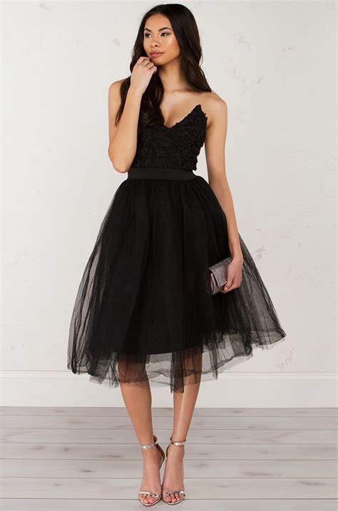 chanel black tulle dress